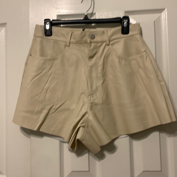 We Wore What Vegan Leather Flare Shorts - Picture 1 of 8